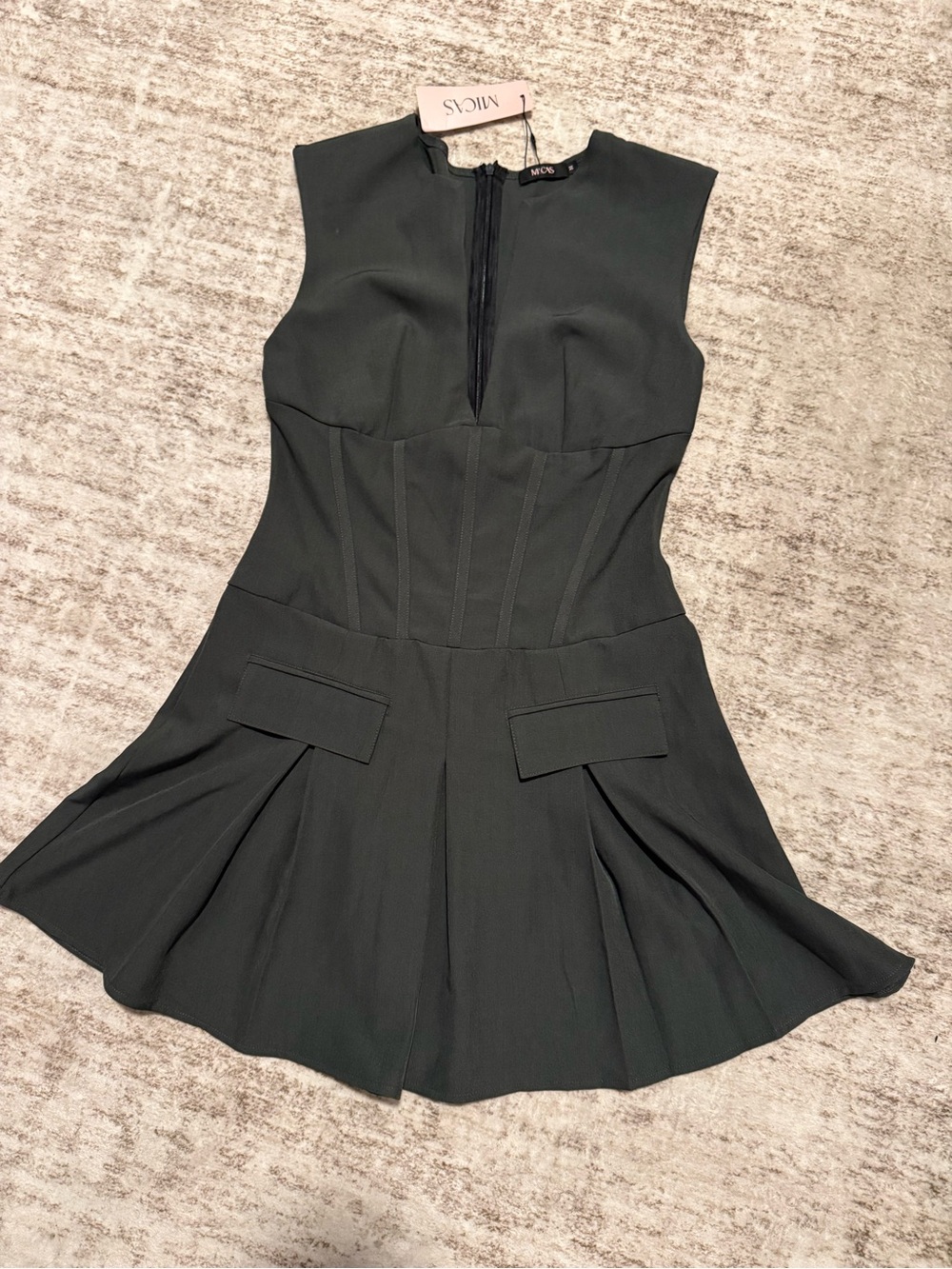 Gray Sleeveless Fit-and-Flare Dress